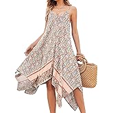 Chigant Women's 2026 Summer Dress Casual Boho Sundress Spaghetti Strap Swimwear Cover Up Beach Flowy Midi Vacation Dresses