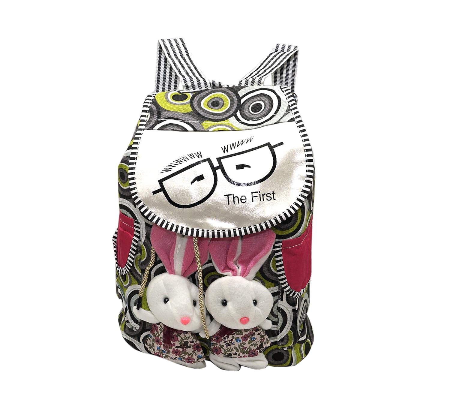 nisun women's canvas backpack with teddy, 12x6x15 inches (multicolour, college bag with teddy)