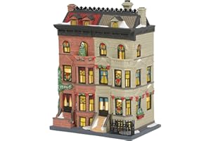 Department 56 Zinc alloy, Porcelain Christmas in The City Village Upper Westside Brownstones Lit Building, 9.45 Inch, Multicolor