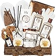 Coconut Vanilla Mother's Day Gifts for Women 17-Piece Luxury Bath and Body Basket Set with Shower Gel Diffuser Relaxing Self