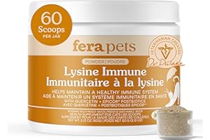 Fera Pets Lysine Powder for Cats - Immune Support Supplement with Quercetin & Postbiotics - Promotes Respiratory Health & Nor