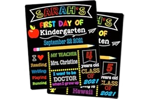 V-OPITOS First & Last Day of School Chalkboard, 10 x 12 Inch Double Sided Back to School Sign for Kids/Girls/Boys, Reusable Wooden 1st Day of Preschool/Kindergarten Photo Props