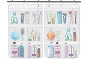 2 Pack Mesh Shower Caddy Hanging Organizer with 7 Pockets & 6 Hooks, Quick Dry Bathroom Storage Bag, Portable Toiletry Organi