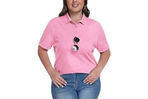 MoFiz Women's Plus Size Golf Polo Shirts Collared Short Sleeve Golf Shirts Casual Athletic Tennis Workout Tops