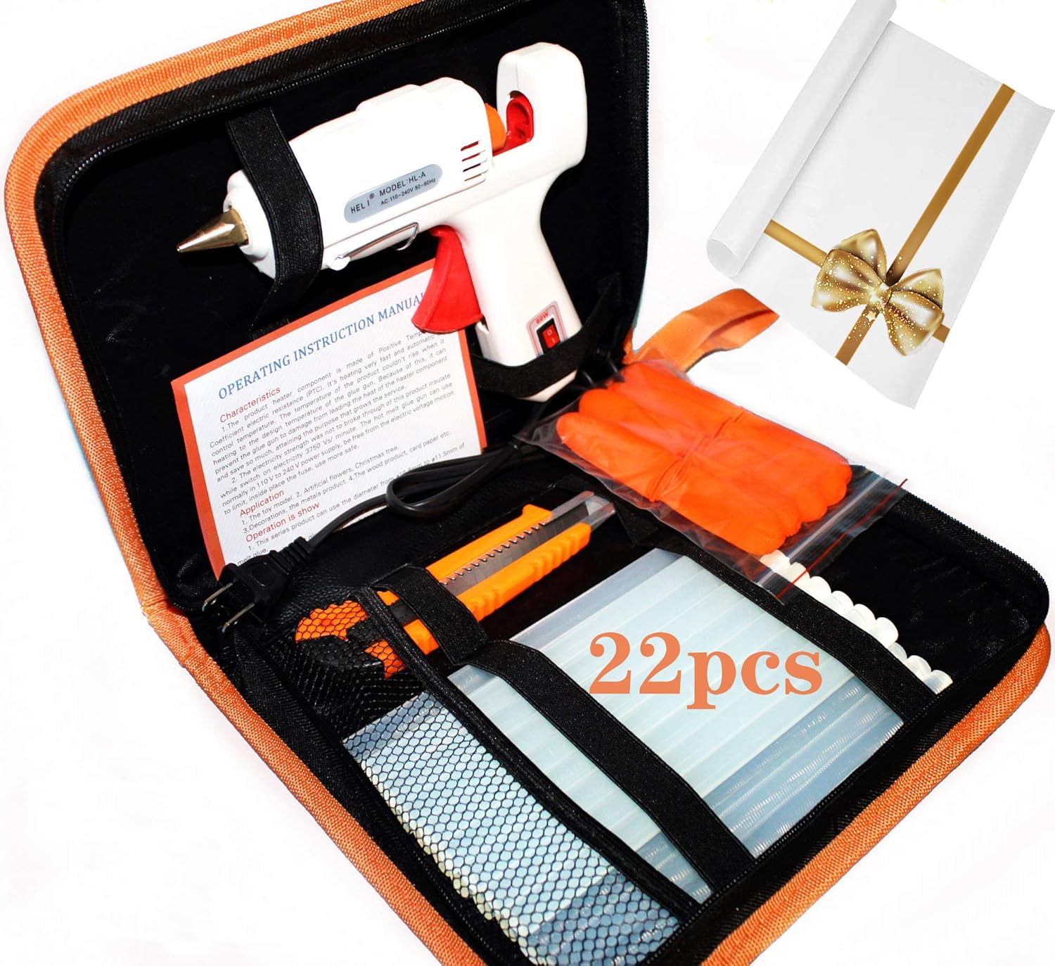 Hot Melt Glue Gun Kit 60W/100W with Carry Bag and 22 pcs Glue Sticks, for DIY, Arts & Crafts Projects, Sealing and Quick Repairs, Light and Heavy Duty in Home and Office…