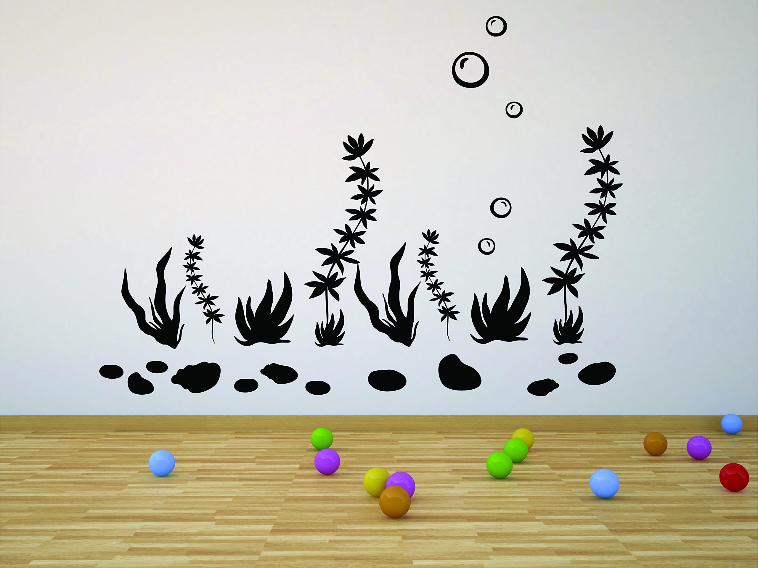 Ocean: Water Plants with Rocks (2) 10"x20" | Vinyl Wall Decal