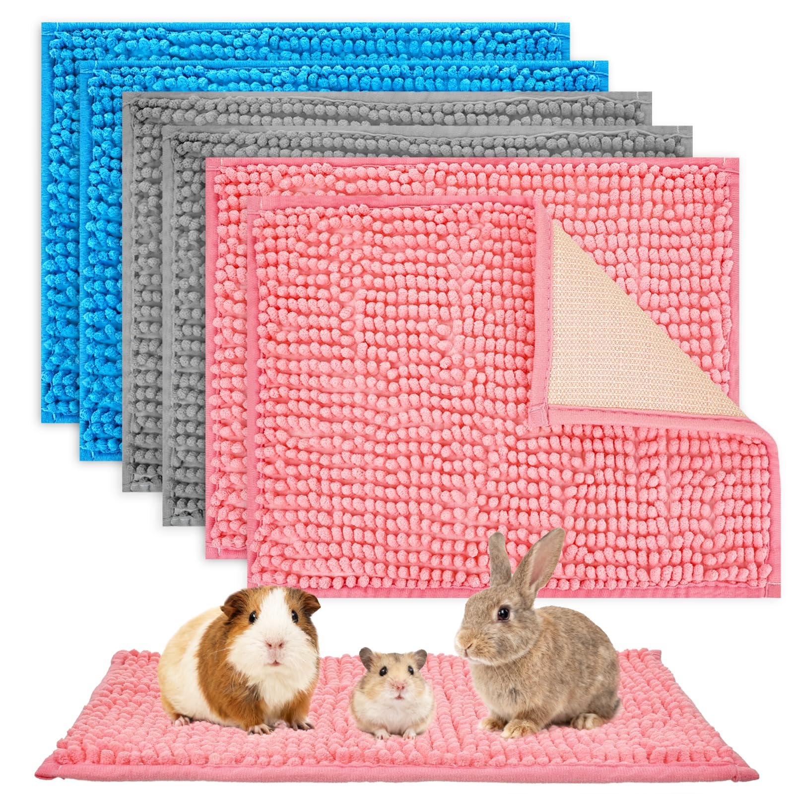 Photo 1 of 6 Pcs Guinea Pig Fleece Cage Liners, 16 x 24 Inch Guinea Pig Bedding Mats Reusable Guinea Pig Pee Training Pads Rabbit Mat Washable for Small Animal Sleeping