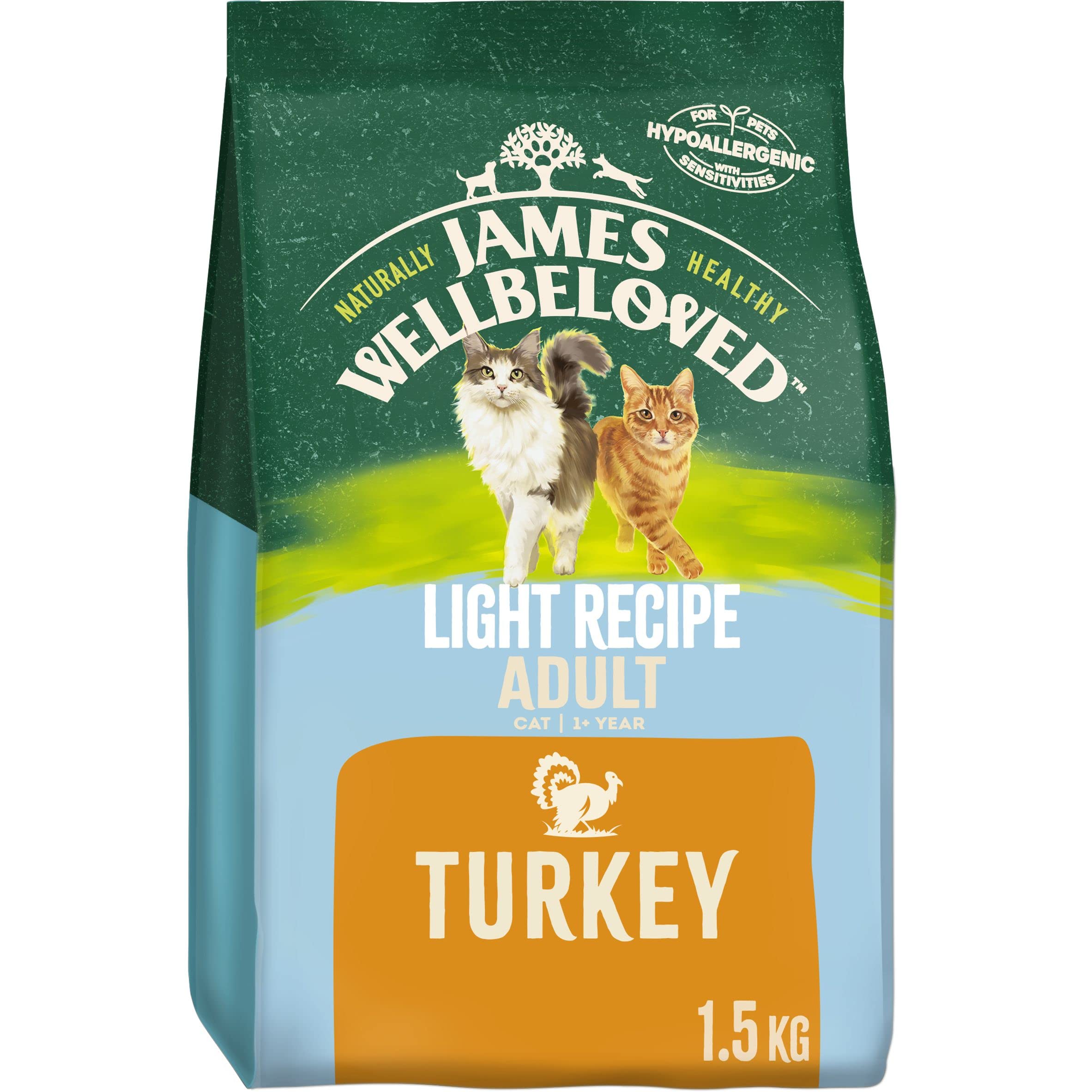 James Wellbeloved Adult Light Turkey 1.5 kg Bag, Hypoallergenic Dry Cat Food