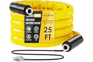 CircleRiver 25FT Heated Drinking Water Hose for RV -40℉ Antifreeze Water Hose 5/8" Inner Diameter Self-Regulating with Energy Saving Thermostat Lead & BPA Free RV Water Hose