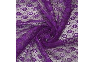 MDS-MEGADECORSUPPLY MDS Pack of 15 Yard Long x 55” Wide Lace Fabric, Floral Pattern Vintage Rachelle Lace Trim Fabric Bolt by Yard for Wedding Bridal Dress Fashion Crafts DIY Party Home Decor Multipurpose - Purple