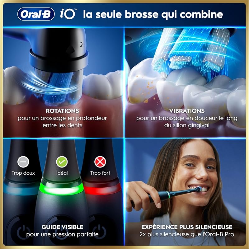 Brosse à Dents Electrique iO 9, 3 Brossettes de Rechange, Noire