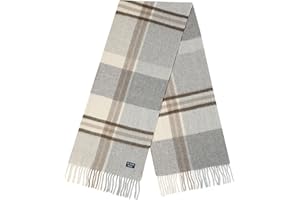 EP Mode Men's 100% Cashmere Scarf, Classic Plaid Design & Gift-Ready Packaging