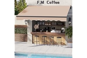 Dragosum 10'x8' Patio Retractable Awnings UV Protection Sun Shade Window Door Shelter with Manual Crank Handle,Waterproof Fabric and Aluminum Frame for Outdoor, Deck, Yard, Balcony (Beige)