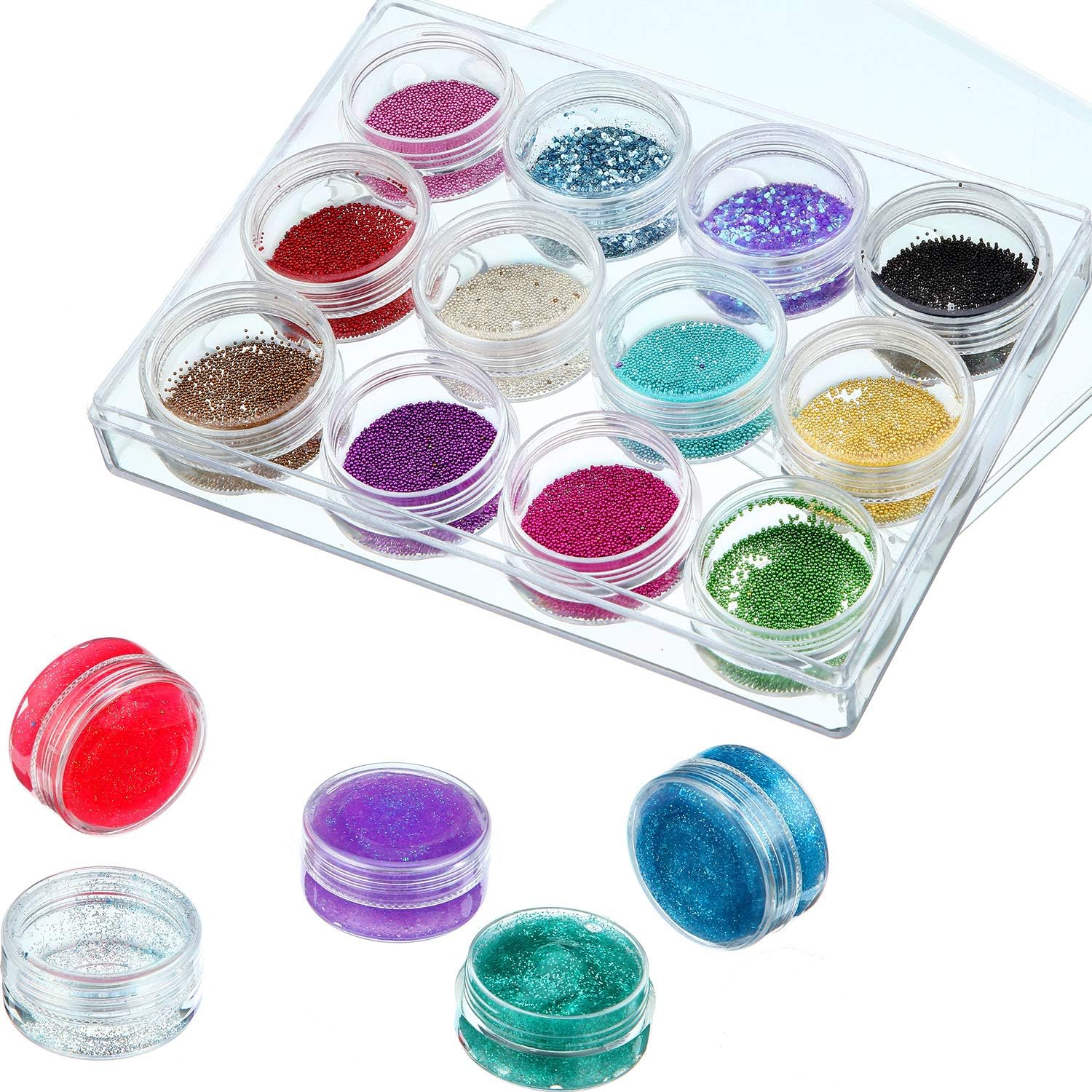 Clear Bead Organizer Bead Storage Containers Set with 12 Boxes (1.5 x 1.5 x 0.83