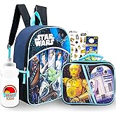 Star Wars Backpack with Lunch Box Set for Boys ~ Bundle with Deluxe 16" Backpack, Insulated Lunch Bag, Water Bottle, More | Star Wars School Supplies