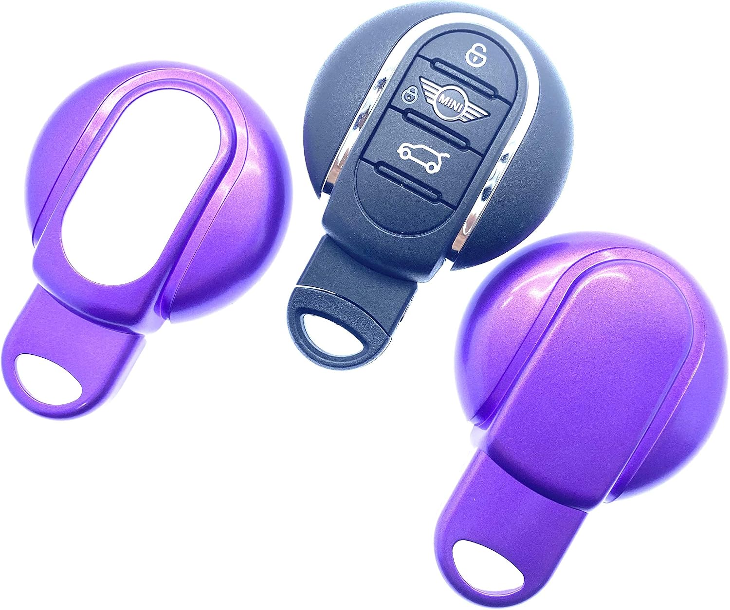 Nordecco Metallic Gloss Hard Plastic Shell Case Cover For Mini Keyless Smart Key Fob Compatible With Mini 2014-20 Hatch Cabrio Coupe CountryMan PaceMan ClubMan F54 /F55 56 57 60 R60/61 (Purple) - Image 5