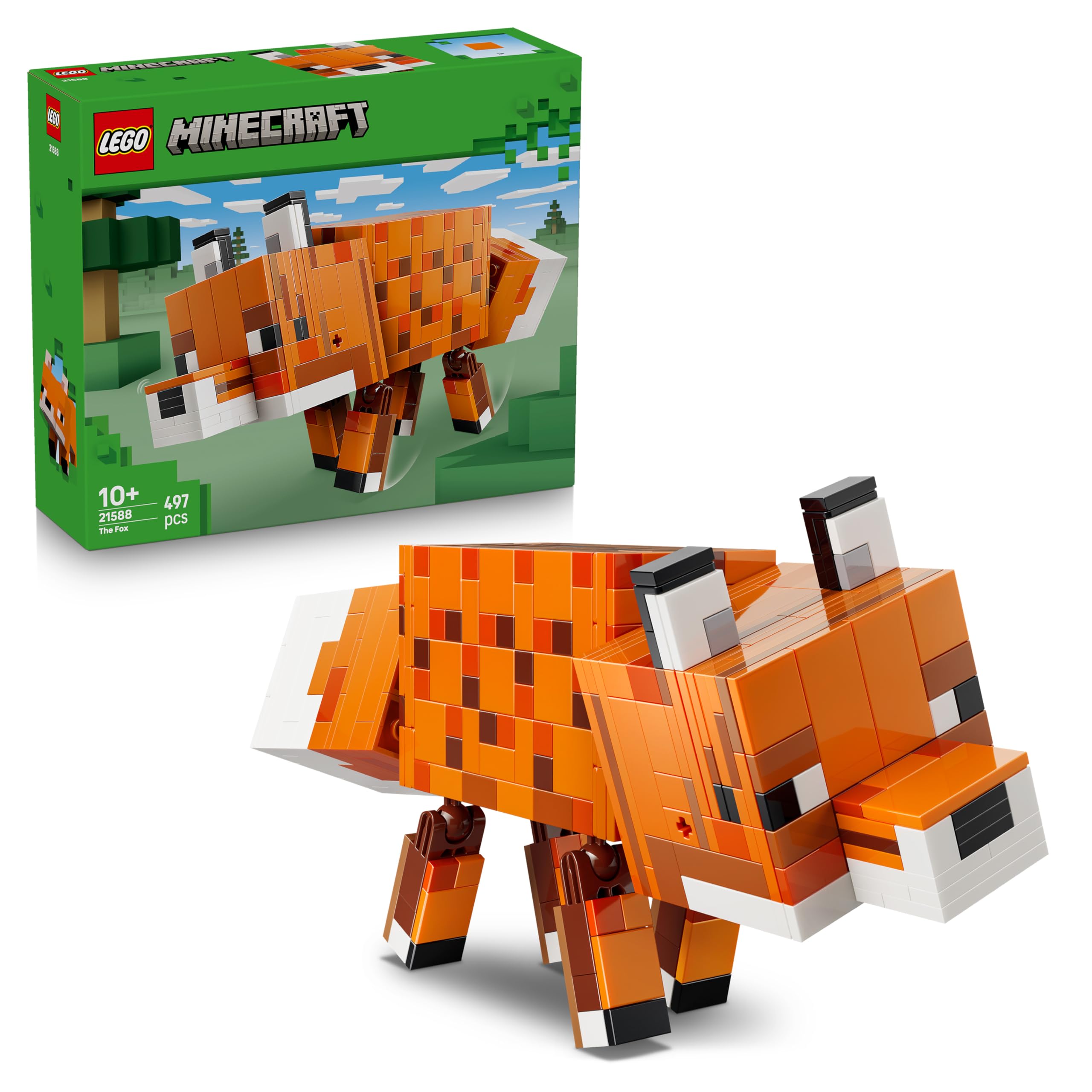 LEGO Minecraft Der Fuchs - 3D-Puzzle Tierfigur mit Zubehör - Gaming Deko für Schlafzimmer oder Gaming Raum - Gamer Spielzeug zum Geburtstag für Jungen, Mädchen und Fans ab 10 Jahren - 21588