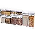 Amazon Basics Food Storage Containers with Lids, 10-Piece Square Set, Airtight Kitchen Pantry Organizers, Clear Plastic