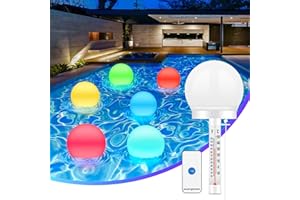 WARMARTTER Pool Thermometer, Floating Solar Pool Light Water Temperature Thermometer Easy Read with RGB Color Changing Ball Lights for Swimming Pool, Hot Tub, Spa, Pond and Outdoor Decor