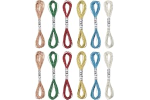 PATIKIL 12 Skeins Embroidery Floss, Metallic Embroidery Thread Nylon Threads Bracelets String for Cross-Stitch Hand Embroider