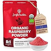 Jungle Powders Organic Raspberry Powder 5 Ounce Bag, USDA Organic Freeze Dried Raspberries from Whole Berry for Baking, Additive Filler Free Red Superfood Extract Rasberries Smoothies Organic Dehydrated