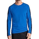 Gaiam Mens Power Long Sleeve Crewneck Raglan Top, Standard Fit, Stretch Midweight Material