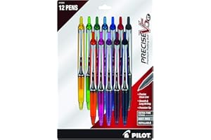 Pilot, Precise V5 RT Refillable & Retractable Rolling Ball Pens, Extra Fine Point 0.5 mm, Assorted Colors, Pack of 12