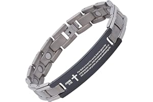 Crosstraxx John 3:16 Bracelet Titanium - For God So Loved The World - Adjustable - Magnetic Therapy