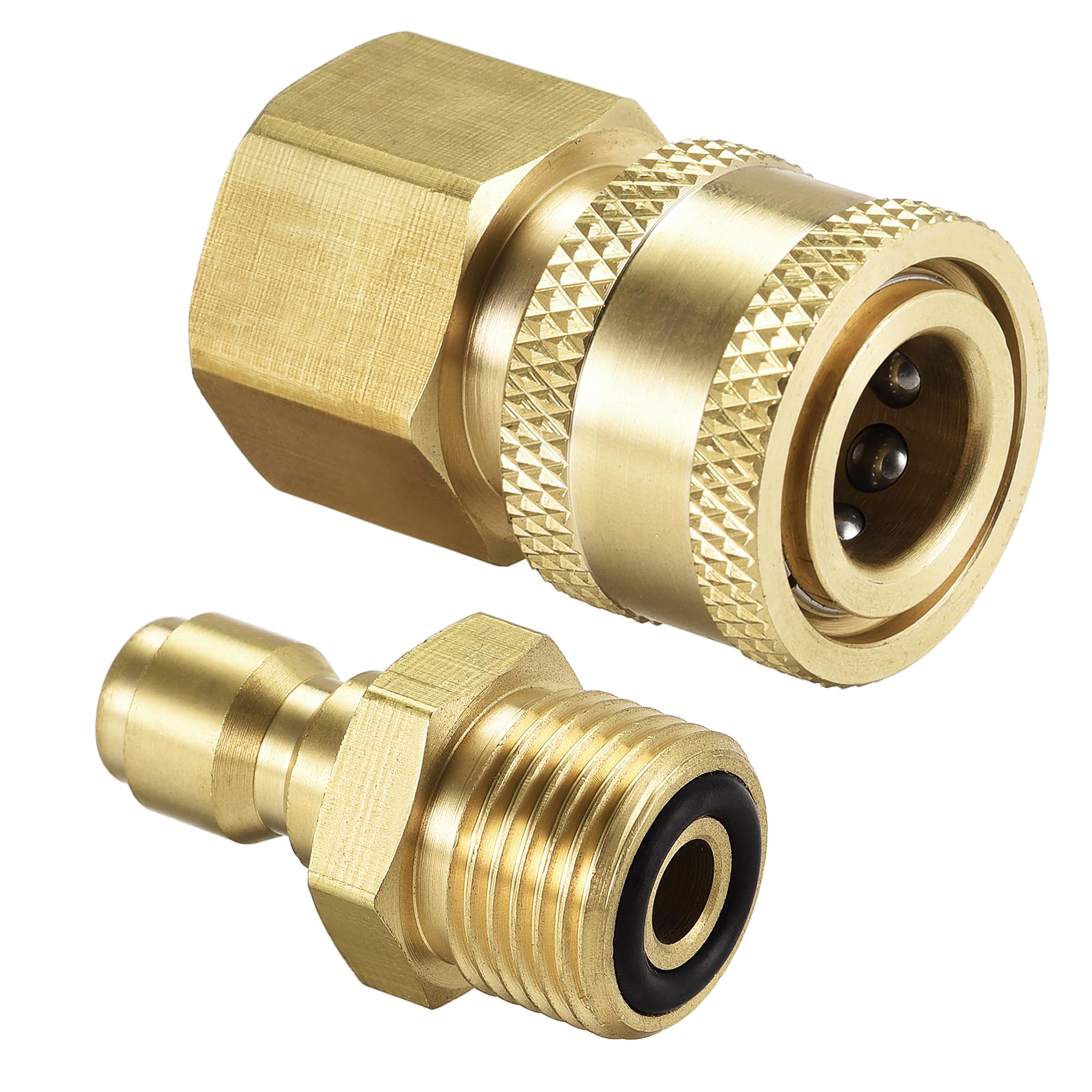 sourcing map Garden Hose Brass Quick Connectors Set Fittings M18x1.5 Male & Female Thread Water Hose Connectors Pressure Washer Adapter