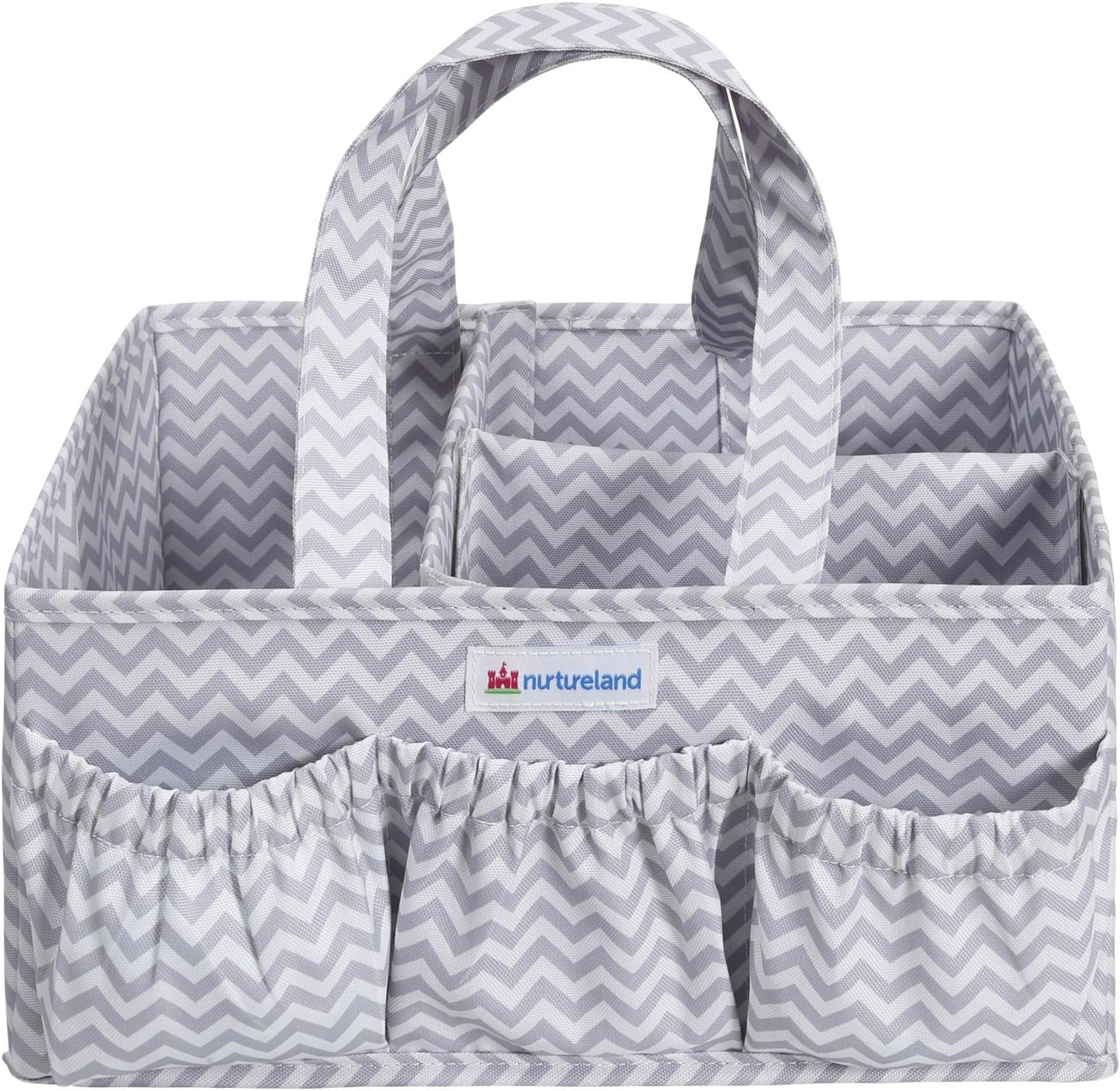 Nurtureland Diaper Caddy Storage Organizer with Baby Changing Mat - Light Portable Nursery Holder with Adjustable Basket Inserts