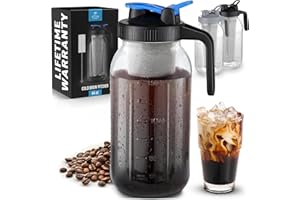 ZULAY KITCHEN Zulay Premium Cold Brew Coffee Maker - 64oz Mason Jar With Leak-Proof Lid & Extra-Thick Glass - Fine-Mesh Stainless Steel Filter For Smooth Cold Brew & Iced Tea - Blue