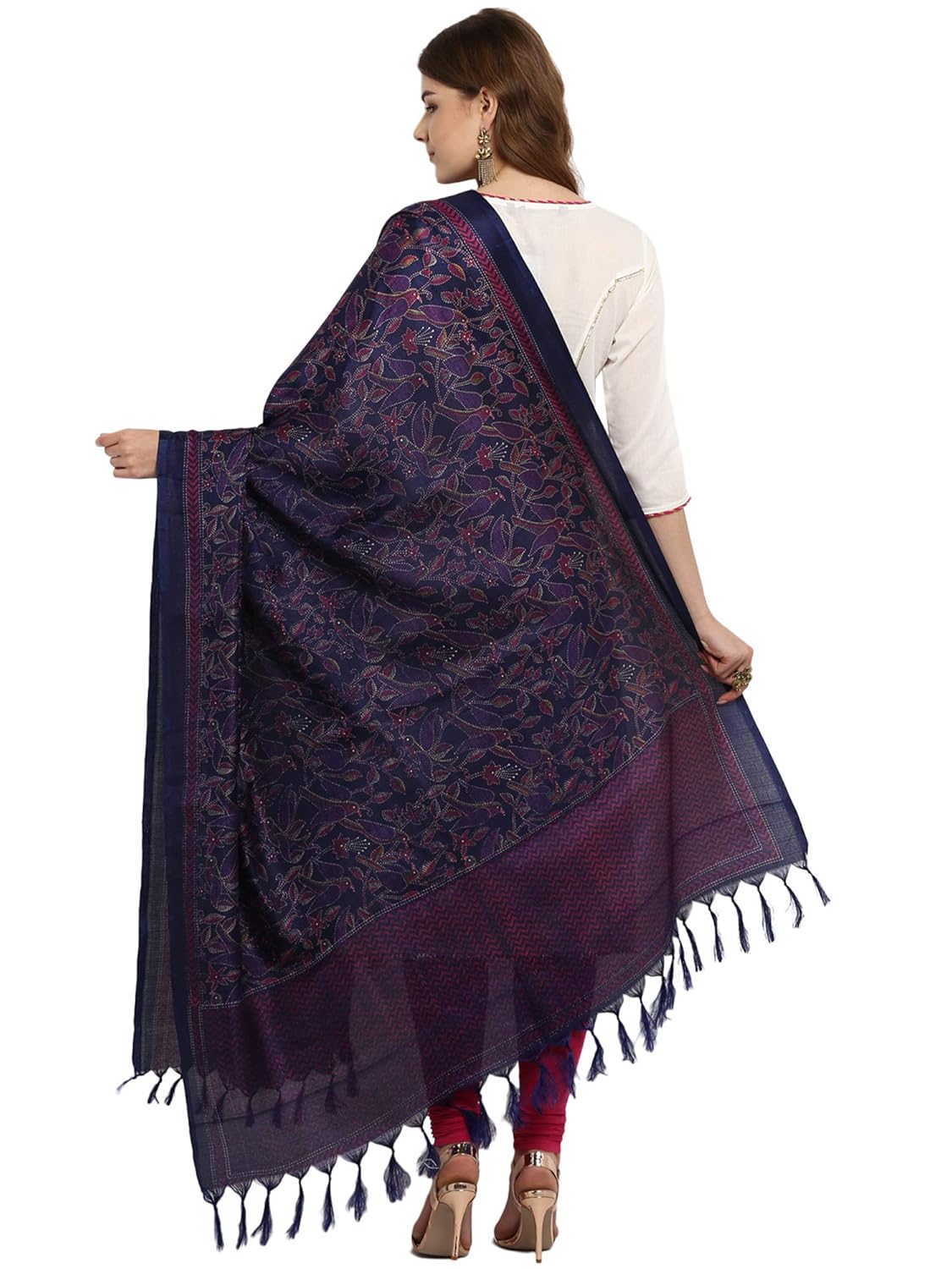 applecreation women's khadi silk dupatts with jhallar (freesize_blue_khdpt107d)