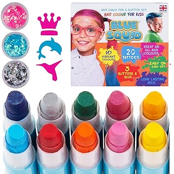 Amazon Com Hair Chalk For Girls Pens Glitter Tattoo Set 10