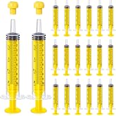 TrelaCo 20 Pack 10ml Oral Syringes with Cap Plastic No Needle, Yellow | Measuring Dispensing for Liquid Medication, Individually Sealed, Pet Feeding Lab Sample, Clear Graduated Markings,Halloween