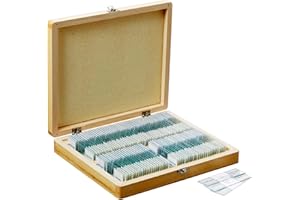 AmScope PS100A Prepared Microscope Slide Set for Basic Biological Science Education, 100 Slides, Set A, Includes Fitted Wooden Case