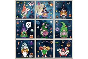 LOPMNGHT Halloween Window Clings Stickers Decoration Cartoon Dwarf Midget Horror Design Halloween Window Cling Decal Double Sided Static Removable Halloween Glass Window Stickers Supplies 9 Sheets