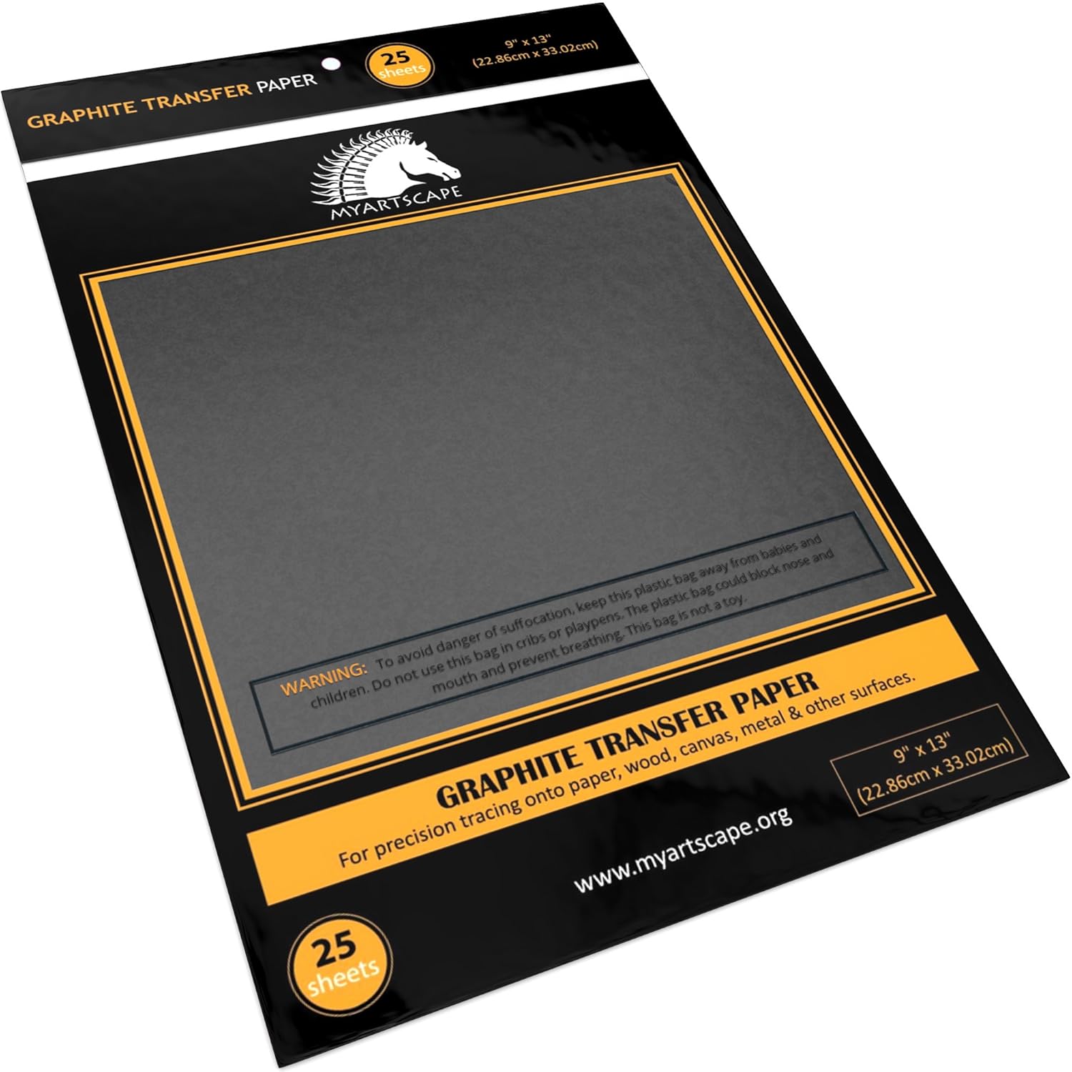 Graphite Transfer Carbon Paper 25 Sheets (9" x 13") Black Tracing