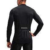 Bikewa Men's Cycling Jersey with 3+1 Rear Zipper Pockets Long Sleeve Moisture Wicking UPF 50+ Half Zip Riding Bike Shirts