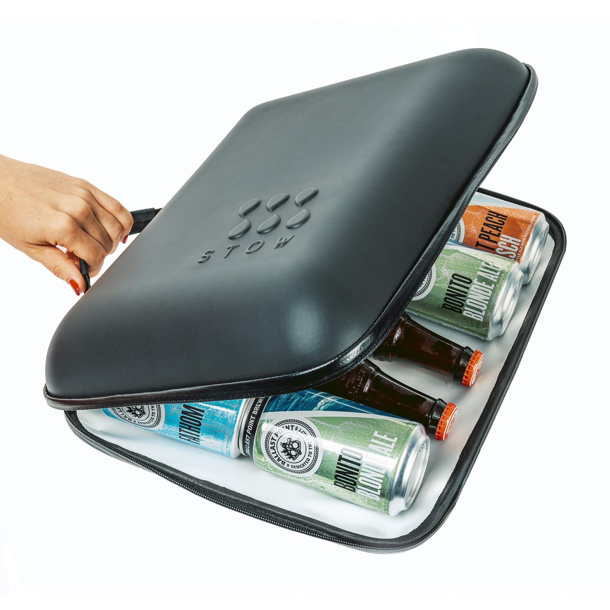 Photo 1 of StowCo Small Portable Travel Cooler Bag. Beach Supplies. Bottle Holder. Insulated Golf Beer Cooler. Slim Iceless Cooler.