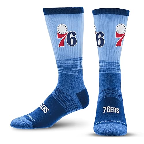 For Bare Feet NBA PHILADELPHIA 76ERS Team Tonal Crew Sock Team Colors Large