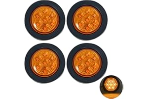 ALL STAR TRUCK PARTS 4pc 2" Amber Round Trailer 7 LED Clearance Marker Lights [DOT FMVSS 108] [SAE P2] [Reflector Lens] [Grommet] [Flush-Mount] [Waterproof IP67] Marker Clearance Lights for Trailer Truck