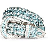 UnFader Womens Men Rhinestone Western Belts Bling Cowgirl Designer Diamond Studded Belts for Jeans