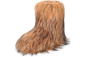 CEPEPRIN Women's Faux Fur Boots Furry Fuzzy Snow Boots Fluffy Winter Boot Warm Comfortable Mid-Calf Boot Outdoor Indoor Flat Shoes