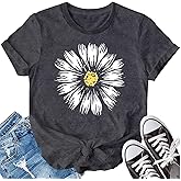 LBP Women's Daisy Shirt Wildflower Shirt Cute Flower Shirt Summer Casual Plant Shirt Floral T-Shirt
