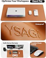 YSAGi Leather Desk Mat Large 120 x 60 cm Non Slip Waterproof PU Brown view 8