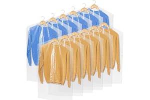 Voittozege 150 Pcs Clear Garment Bags Plastic Clear Garment Bags,24×40 Inch Clothes Cover Plastic Hanging Clothes Dust Cover 