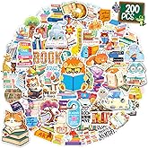 CKXTYNG 200PCS Book Stickers for Kids, Bookish Reading Stickers Bulk Pack for Journals Laptops Water Bottles Library Accessories, Waterproof Vinyl Decals for Book Lovers Gifts