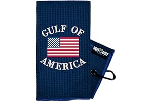 Wolf Golf Towels Gulf of America Golf Towel | Embroidered Microfiber Funny Golf Accessories | Navy Gulf of America Towel