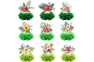 9 Pcs Hawaii Luau Honeycomb Centerpieces Tropical Summer Table Topper Decorations for Beach Birthday Party Supplies