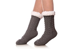 SDBING Women's Winter Super Soft Warm Cozy Fuzzy Fleece-Lined with Grippers Slipper Socks